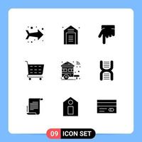 Mobile Interface Solid Glyph Set of 9 Pictograms of wifi smart finger home shop Editable Vector Design Elements