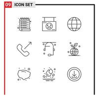 Modern Set of 9 Outlines and symbols such as communication mobile shop incoming globe Editable Vector Design Elements