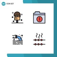 Set of 4 Modern UI Icons Symbols Signs for cream sewage alert pipe hungry Editable Vector Design Elements