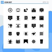 25 Universal Solid Glyphs Set for Web and Mobile Applications online ticket jigsaw location map Editable Vector Design Elements