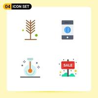 Flat Icon Pack of 4 Universal Symbols of eco beaker summer electronics laboratory Editable Vector Design Elements