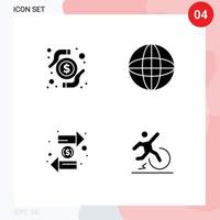 User Interface Pack of 4 Basic Solid Glyphs of card exchange research world interchange Editable Vector Design Elements