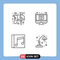 4 Creative Icons Modern Signs and Symbols of box album mail study music Editable Vector Design Elements