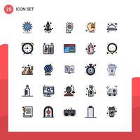 Mobile Interface Filled line Flat Color Set of 25 Pictograms of money human technology head hat Editable Vector Design Elements