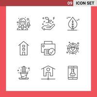 Group of 9 Modern Outlines Set for devices computers canada store shop front Editable Vector Design Elements