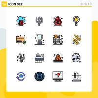 16 User Interface Flat Color Filled Line Pack of modern Signs and Symbols of folder search robotics magnifying find Editable Creative Vector Design Elements