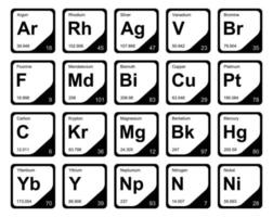 diseño de paquete de iconos de 20 tablas preiodicas de los elementos vector