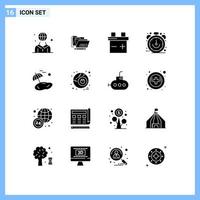 Set of 16 Modern UI Icons Symbols Signs for palm time safe sale ecommerce Editable Vector Design Elements