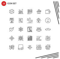 25 User Interface Line Pack of modern Signs and Symbols of personal laptop american computer desk Editable Vector Design Elements