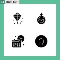 4 Universal Solid Glyph Signs Symbols of kite day perfume spray job Editable Vector Design Elements