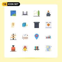 Mobile Interface Flat Color Set of 16 Pictograms of business picnic river gas camping Editable Pack of Creative Vector Design Elements