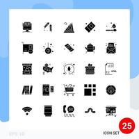 Pack of 25 Modern Solid Glyphs Signs and Symbols for Web Print Media such as camping eraser firecracker education landmark Editable Vector Design Elements