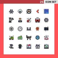 25 User Interface Filled line Flat Color Pack of modern Signs and Symbols of browser left eco backword arrow Editable Vector Design Elements