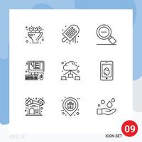 Set of 9 Modern UI Icons Symbols Signs for web percent magnify management devices Editable Vector Design Elements