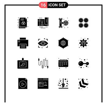 16 Universal Solid Glyphs Set for Web and Mobile Applications wall clocks office clocks mechanical clocks clock Editable Vector Design Elements