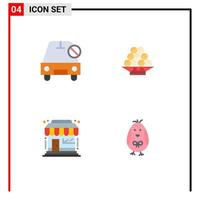 Modern Set of 4 Flat Icons Pictograph of car market off fruit shop Editable Vector Design Elements