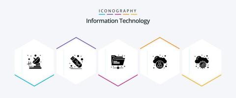 paquete de iconos de 25 glifos de tecnología de la información que incluye . informática. Internet. nube. nube vector