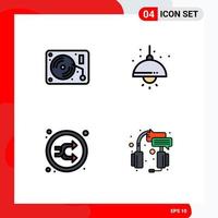 Set of 4 Modern UI Icons Symbols Signs for music mix paint lump random Editable Vector Design Elements