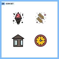 4 Creative Icons Modern Signs and Symbols of cone board food feather alarm Editable Vector Design Elements