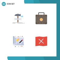 Group of 4 Modern Flat Icons Set for build business repair luggage drawing Editable Vector Design Elements