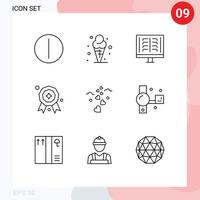 Universal Icon Symbols Group of 9 Modern Outlines of loving hearts radiology prize award Editable Vector Design Elements