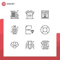 9 Creative Icons Modern Signs and Symbols of file development method develop hobby Editable Vector Design Elements