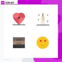 Group of 4 Modern Flat Icons Set for box xmas love christmas fashion Editable Vector Design Elements