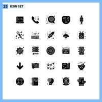 Group of 25 Modern Solid Glyphs Set for smartwatch sad discussion mask emotion Editable Vector Design Elements