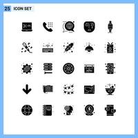 Group of 25 Modern Solid Glyphs Set for smartwatch sad discussion mask emotion Editable Vector Design Elements