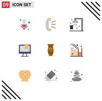 9 Thematic Vector Flat Colors and Editable Symbols of global ceramic clean screen computer Editable Vector Design Elements