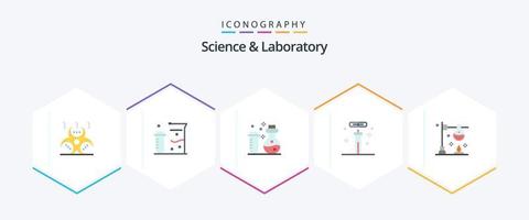 paquete de iconos planos de ciencia 25 que incluye . experimento. biología. química. ciencia vector