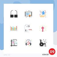 conjunto de 9 iconos de interfaz de usuario modernos símbolos signos para desarrollo codificación línea desplegable elementos de diseño vectorial editables vector