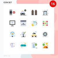 16 Universal Flat Color Signs Symbols of display pin house mobile access Editable Pack of Creative Vector Design Elements