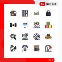 Mobile Interface Flat Color Filled Line Set of 16 Pictograms of commerce car up van security Editable Creative Vector Design Elements