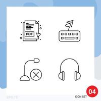 Line Pack of 4 Universal Symbols of pdf hardware attach computers audio Editable Vector Design Elements