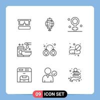 9 Creative Icons Modern Signs and Symbols of criminal wax biology spa relax Editable Vector Design Elements