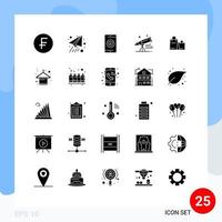 Set of 25 Modern UI Icons Symbols Signs for bag astronomy media telescope binoculars Editable Vector Design Elements