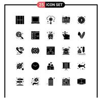 Set of 25 Modern UI Icons Symbols Signs for monitor archive preference search media Editable Vector Design Elements