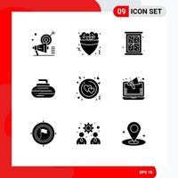 Set of 9 Modern UI Icons Symbols Signs for circle equipment crepe curling winter Editable Vector Design Elements