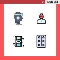 4 Creative Icons Modern Signs and Symbols of vr weight reality life hour Editable Vector Design Elements