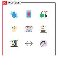 Set of 9 Modern UI Icons Symbols Signs for estate thinking mobile application brian mental chang Editable Vector Design Elements