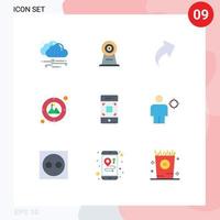 Pictogram Set of 9 Simple Flat Colors of technology mobile arrow camera goal Editable Vector Design Elements