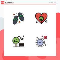 4 Thematic Vector Filledline Flat Colors and Editable Symbols of footwear park spa bulb baloon Editable Vector Design Elements