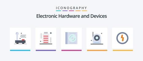 Devices Flat 5 Icon Pack Including electric. camera. full. disc. compact. Creative Icons Design vector