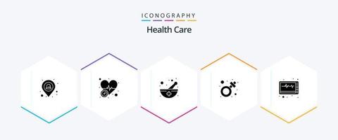 Health Care 25 Glyph icon pack including medical equipment. mespital. symbol. female vector