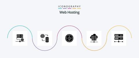 paquete de iconos de glifo 5 de alojamiento web que incluye base de datos. seguridad. servicio . proteccion . Internet vector