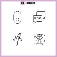 paquete de iconos de vector de stock de 4 signos y símbolos de línea para elementos de diseño de vector editables de botella de paraguas de charla de seguridad de manzana
