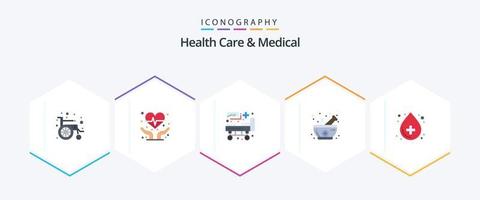 Health Care And Medical 25 Flat icon pack including medical. health. medical. blood. medicine vector