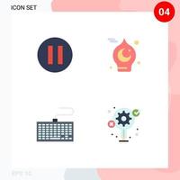 4 Thematic Vector Flat Icons and Editable Symbols of multimedia keys month ramadan idea Editable Vector Design Elements
