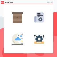 Group of 4 Flat Icons Signs and Symbols for decor night document tools internet Editable Vector Design Elements